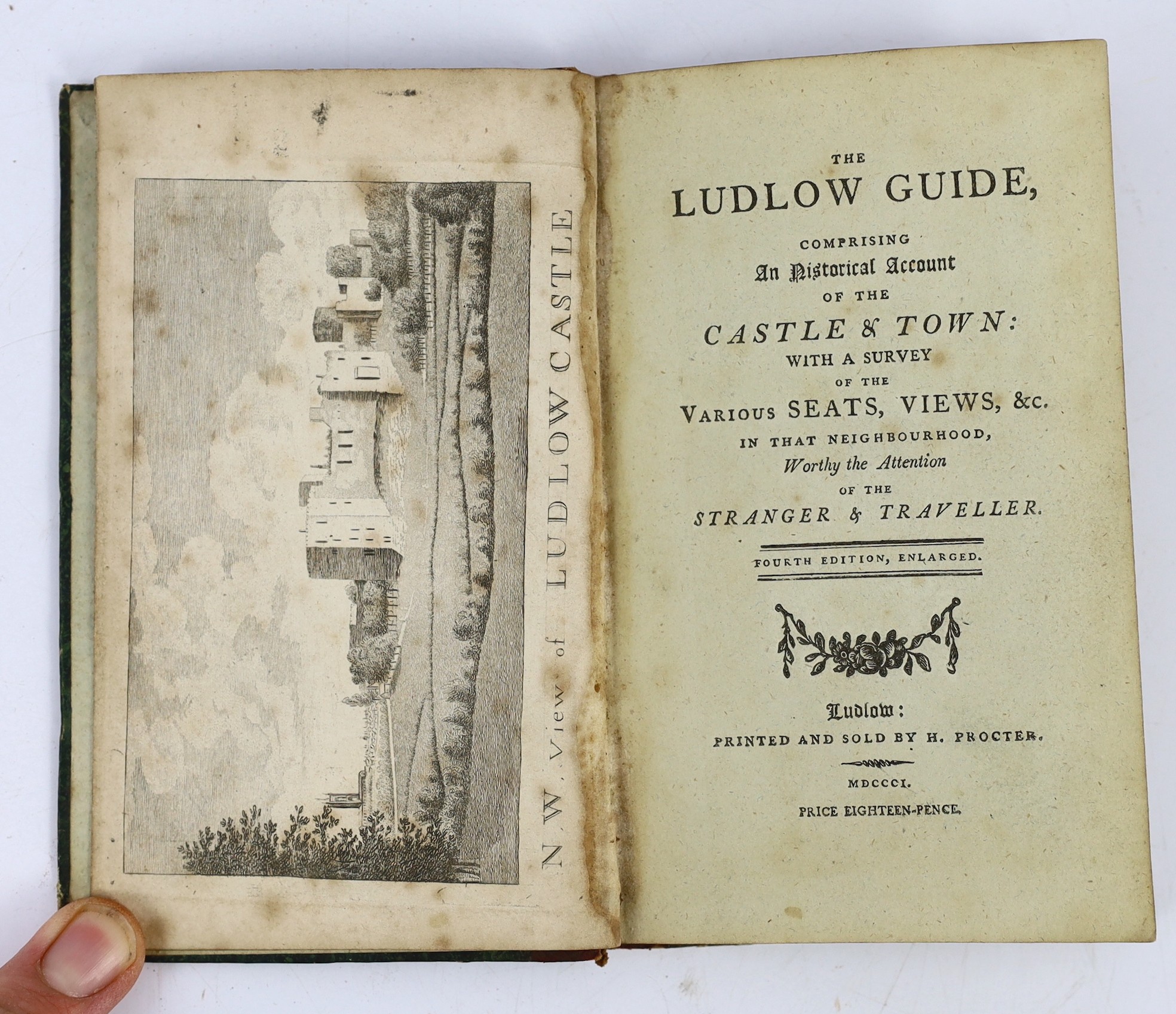 SALOP: Hodge, W. - An Historical Account of Ludlow Castle; the ancient palace of the Prince of Wales ... 2 plates, subscribers list; 19th cent. half morocco and cloth, gilt-panelled spine. 1794